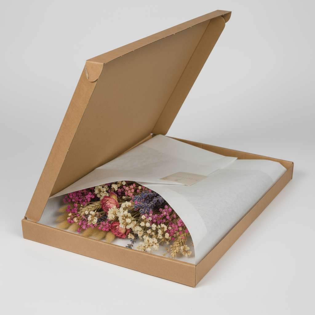 Trockenblumen im Briefkasten  - Pink