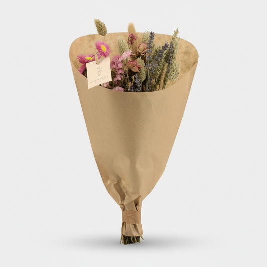 Trockenblumen Feldblumenstrauß Rosa - Ø15cm - ↕35cm