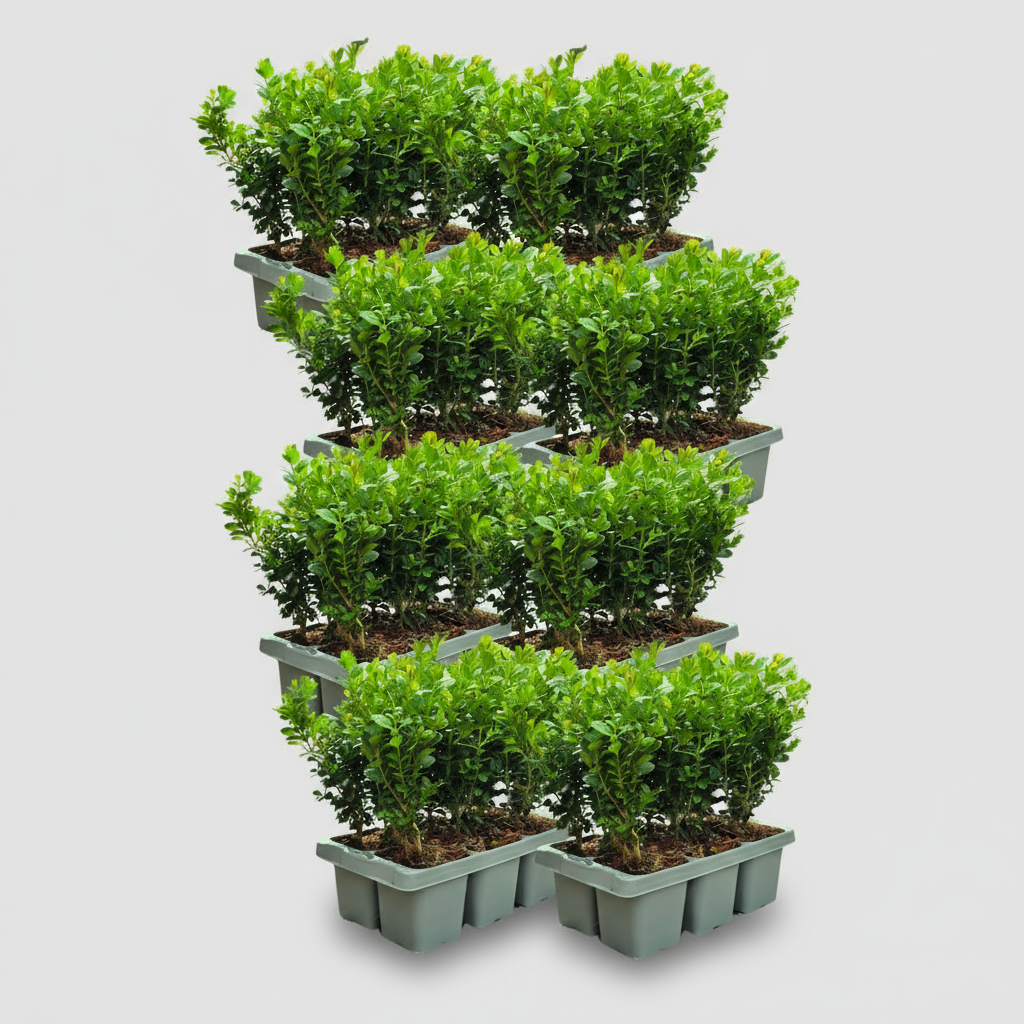 8 x 6er-Pack Buxus NewGen Freedom – Winterharte Immergrüne Sträucher 48 x Ø7 cm - ↕15 cm | Kompakter Buchsbaum