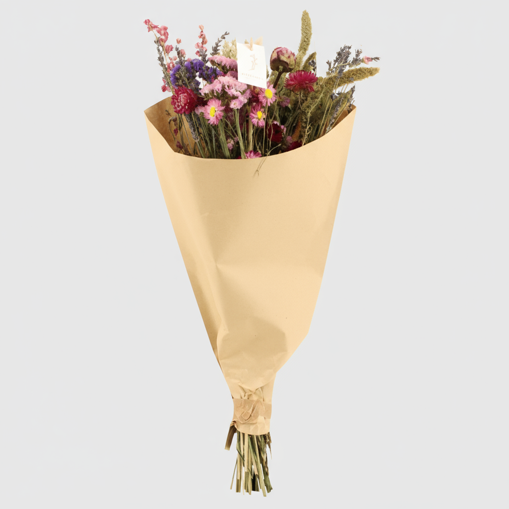 Trockenblumen Feldblumenstrauß Rosa - Ø25cm - ↕60cm