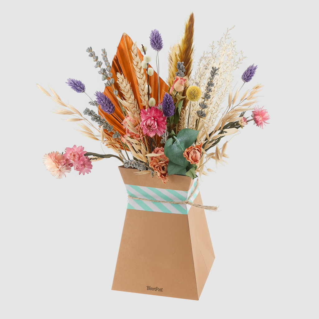 Getrocknete Blumen Pastel + faltbare Vase