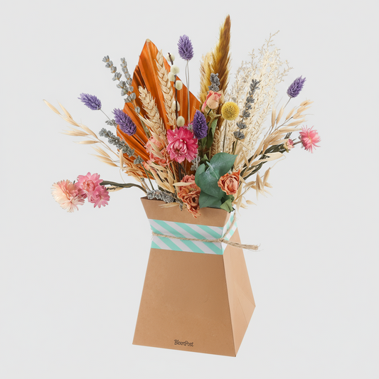 Getrocknete Blumen Pastel + faltbare Vase