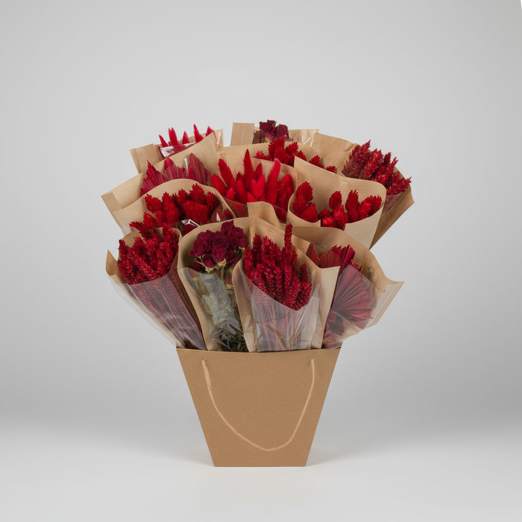 Getrocknete Blumen - Dried Mono Mix - Red - ↕50cm